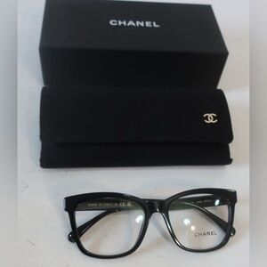 Authentic CHANEL Black Eyewear with Logo Case and Box, #3392